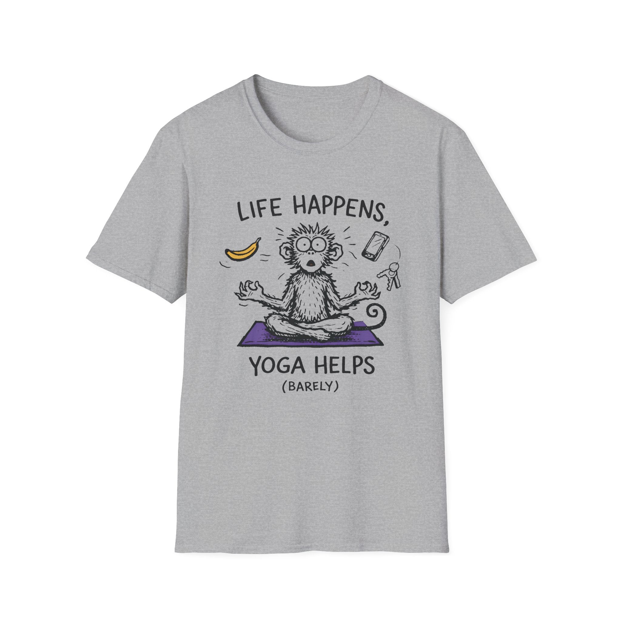 Life Happens, Yoga Helps (Barely) T-Shirt