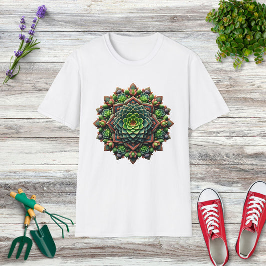 Succulent Plant Mandala Pattern T-Shirt