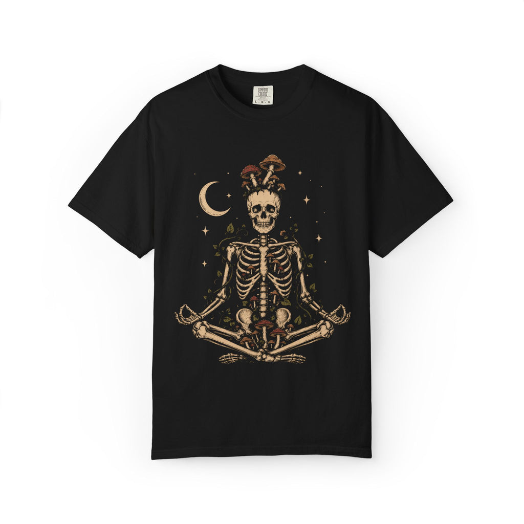 Meditating Skeleton With Mushrooms T-Shirt