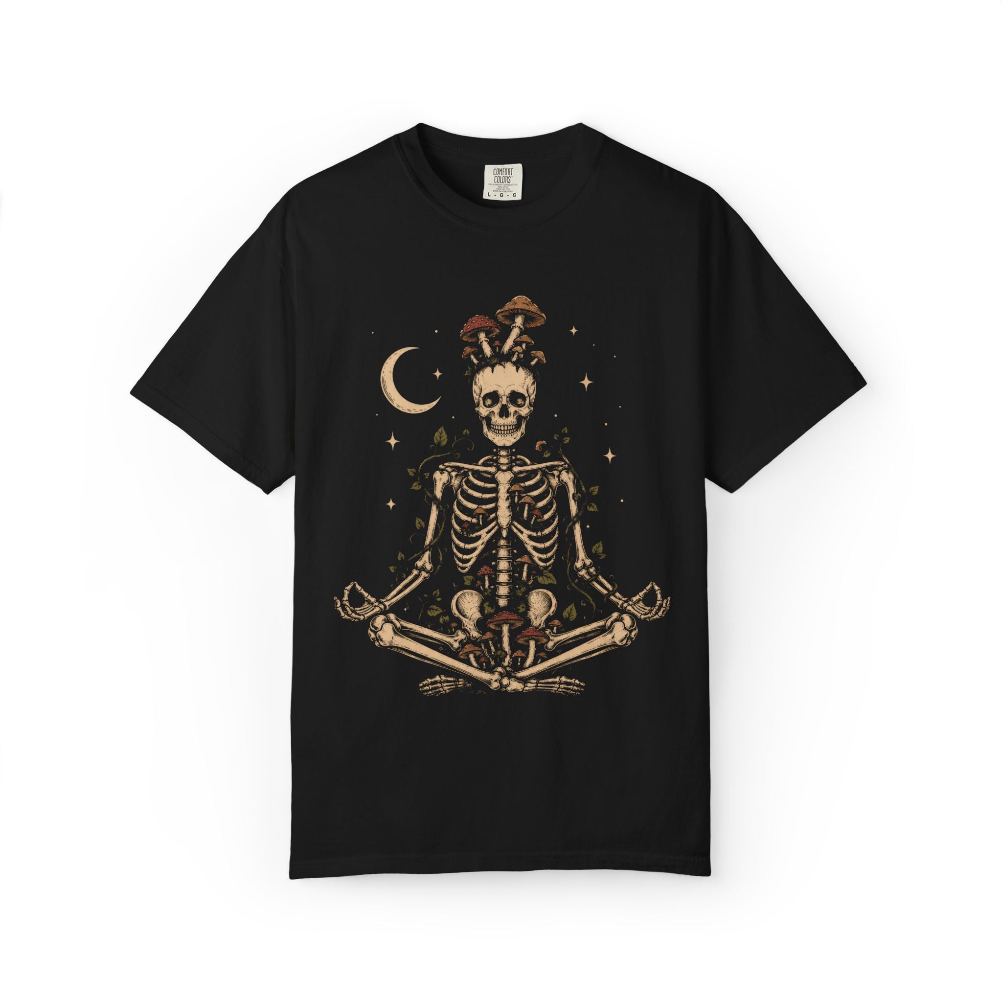 Meditating Skeleton With Mushrooms T-Shirt