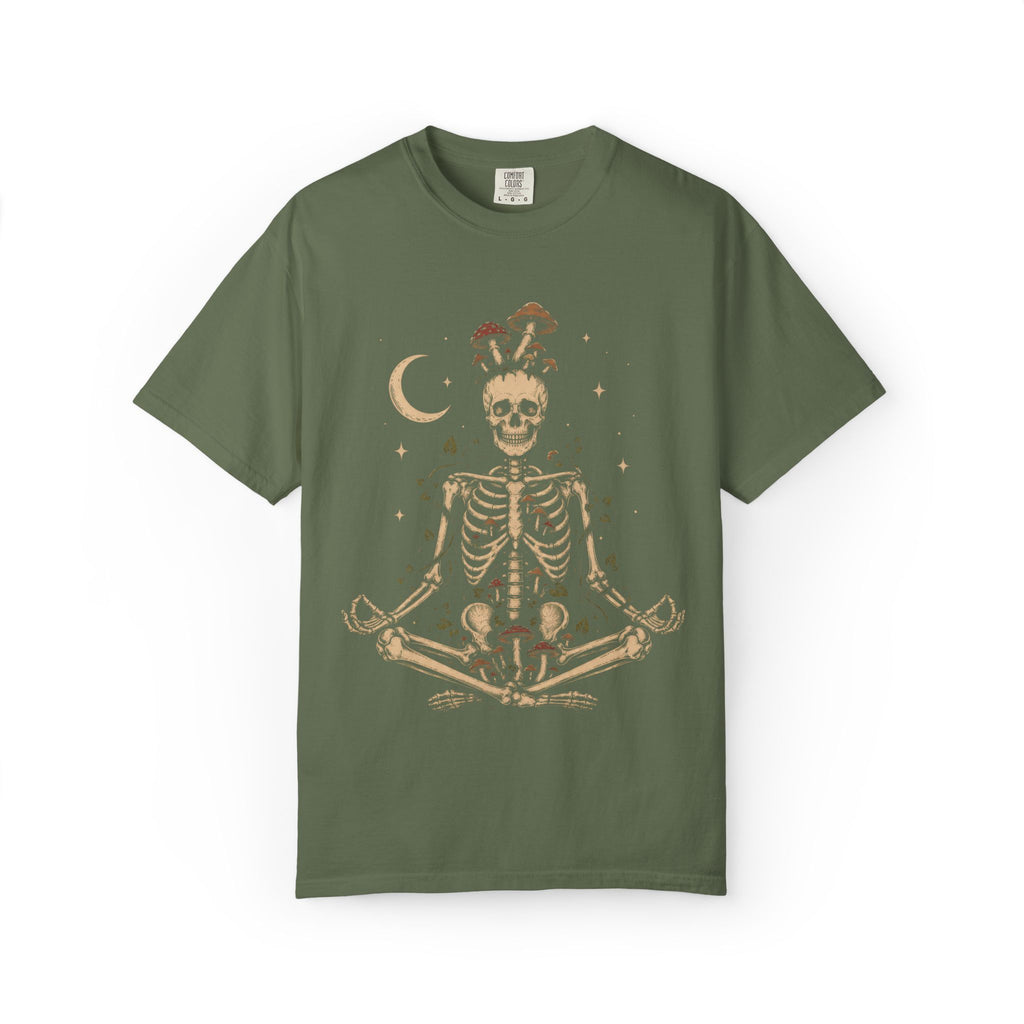 Meditating Skeleton With Mushrooms T-Shirt