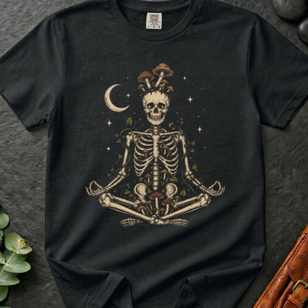 rooted-avenue-a4f52d70-a9e5-48f0-b2ff-fb7f5c4b3a05-4. Meditating Skeleton With Mushrooms_Meditating Skeleton With Mushrooms - Black - Mockup Style 4 (Final 2) - CC Mockup.png_0000_compressed.jpg