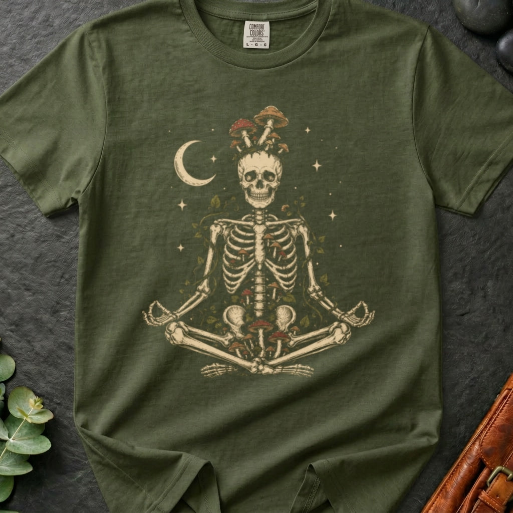 rooted-avenue-b8940f83-0213-492a-a656-cf9ea25c831e-4. Meditating Skeleton With Mushrooms_Meditating Skeleton With Mushrooms - Sage - Mockup Style 4 (Final 2) - CC Mockup.png_0000_compressed.jpg