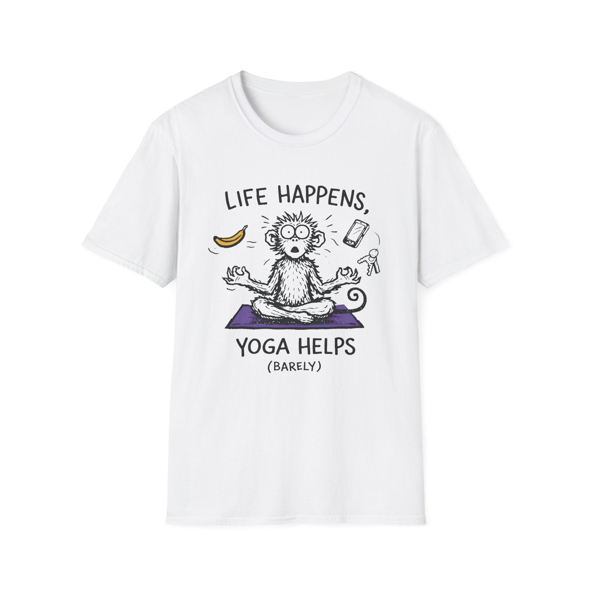 Life Happens, Yoga Helps (Barely) T-Shirt